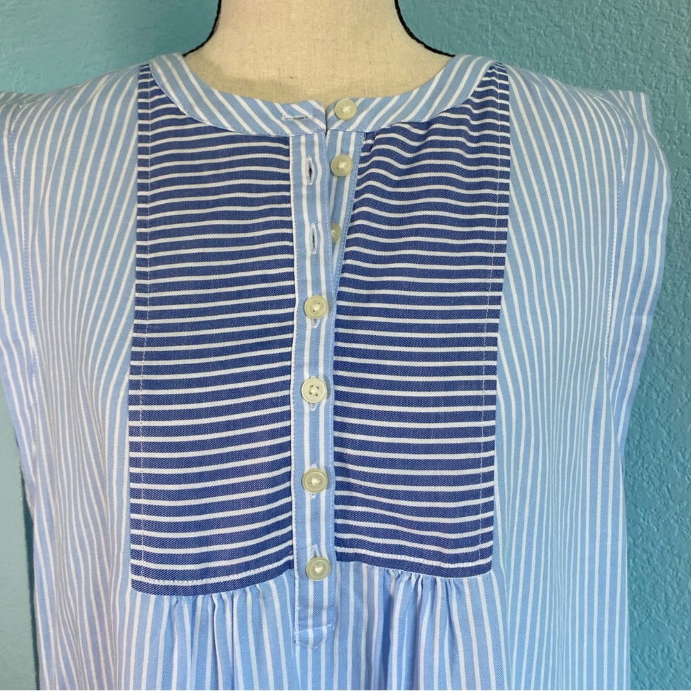 LOFT blue & white striped henley shift dress NWOT Sz. PS [c] - Picture 3 of 10